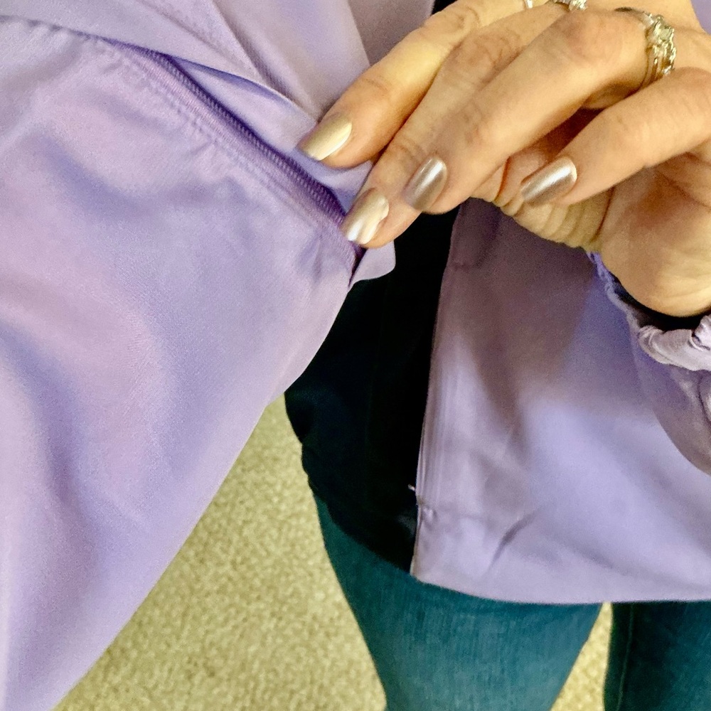 Lavender and Black Women's half zip windbreaker activewear pullover - Picture 2 of 8